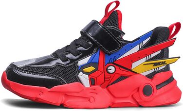 Дитячі кросівки для бігу: легкі спортивні туфлі на липучці для хлопчиків та дівчаток, дихаюча сітка, розмір 27-39, червоні