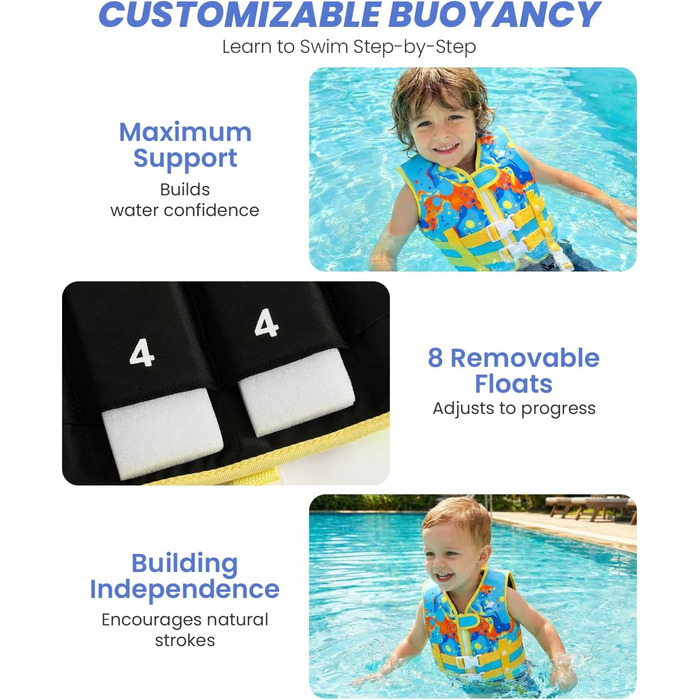 Дитячий жилет для плавання Gogokids для малюків 1-5 років (15-30 кг), блакитний