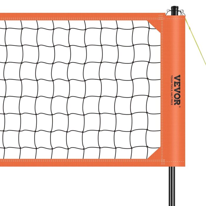 VEVOR Регульоване волейбольне сітка, комплект 9,7 x 2,4 м, портативне пляжне волейбольне сітка, оранжевий колір, складане волейбольне сітка з сумкою, для саду та пляжу