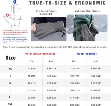 Рукавички зимові для чоловіків та жінок, велосипедні та гірськолижні, 3M Thinsulate, водонепроникні, теплі флісові з підтримкою сенсорного екрану, сірі, розмір L