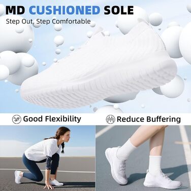 Жіночі кеди TIOSEBON slip-on, білі, розмір 43 EU - легкі кросівки для спорту та прогулянок