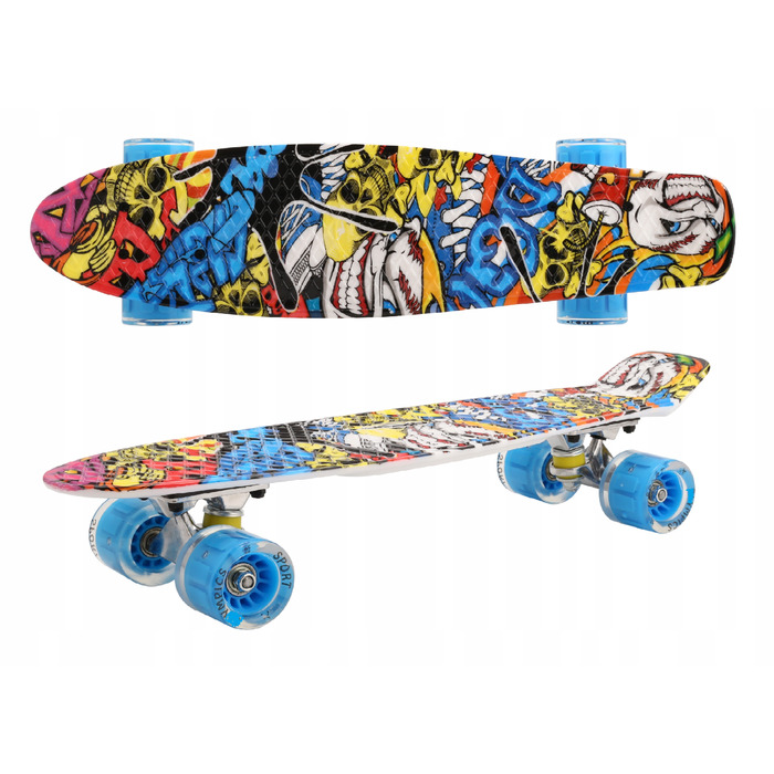 Скейтборд Aurora FB graffiti, 56x14,5 см, колеса 60 мм 82A, підшипники ABEC-7, до 100 кг
