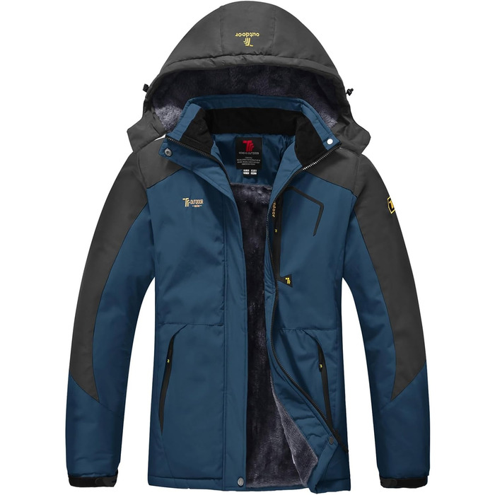 Зимова куртка Rdruko для жінок: водонепроникна, флісова, для сноуборду та лижного спорту, вітрозахисна, дихаюча (Джинсова блакитна, XXL)