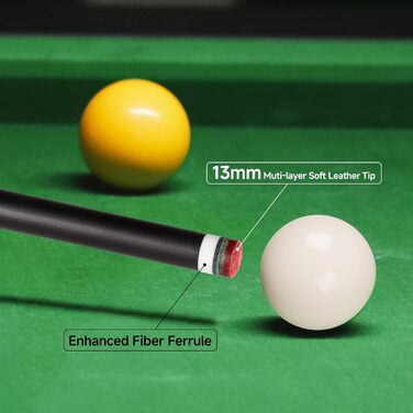 Billardqueue HomeSeason з карбону, 147,3 см, професійний кий для більярду, 12,7 мм, 4-шарова вершинка, низька відбиваність, 3 x 8/8-з'єднувальні штифти, ультрагладкий, чорний, 510 г з чохлом