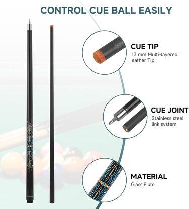 Більярдний кий HomeSeason з скловолокна, 147.3 см, професійний (з чохлом)