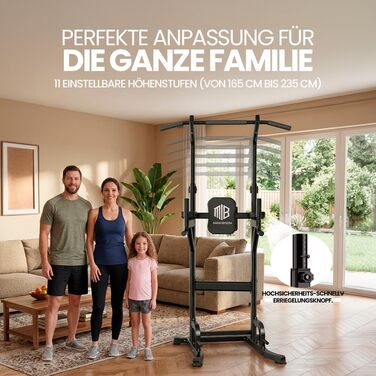 Турнік вільностоючий FELSENFEST Power Tower (до 220 кг) — регульований по висоті (165-235 см) тренажер для підтягувань, віджимань та преса для дому, калістеніка