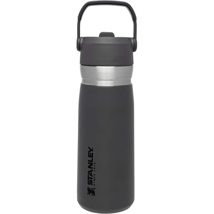 Термобутилка Stanley Iceflow Flip Straw з нержавіючої сталі, 0.65 л, з трубочкою, утримує холод 12+ годин, герметична, BPA Free, підходить для посудомийної машини, колір чорний