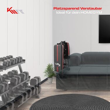 Складана універсальна лавка для фітнесу KM Fit з регульованою спинкою і сидінням, EVA поверхня, вантажопідйомність до 250 кг