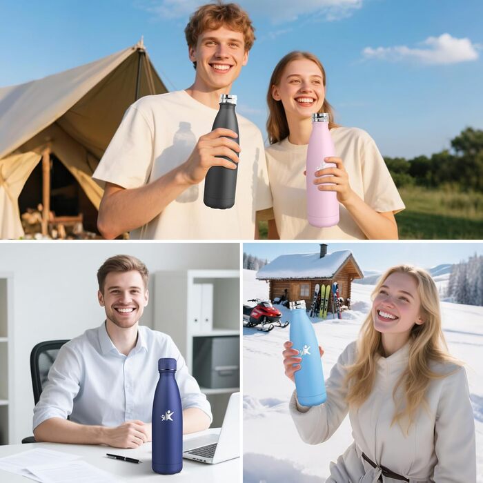 Фляга спортивна з нержавіючої сталі 750 мл - термофляга, без BPA, для фітнесу, велоспорту, зелена/синя