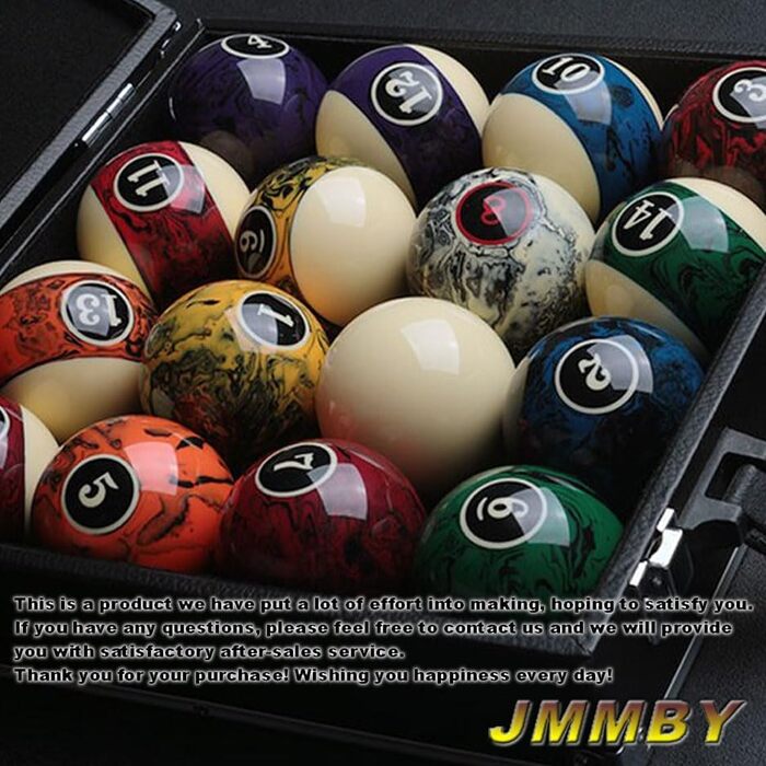 Набір для більярду преміум-класу, 16 куль, мармур-стиль, 5.4 см, чорний мармур