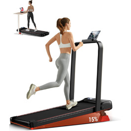 UMAY Бігова доріжка з нахилом 15%, біговий килимок для дому, складаний, з трійною амортизацією та пультом дистанційного керування, максимальне навантаження 136 кг, нахил 15%