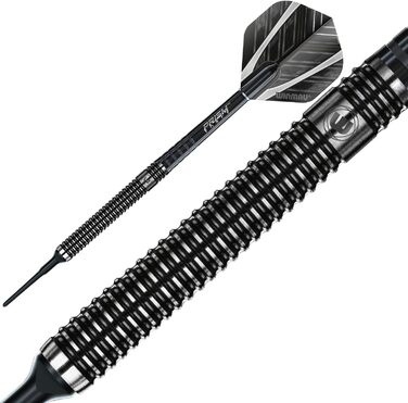 Дротики Winmau Blackout 90% вольфрам, м'який наконечник, рівний рифлений ствол