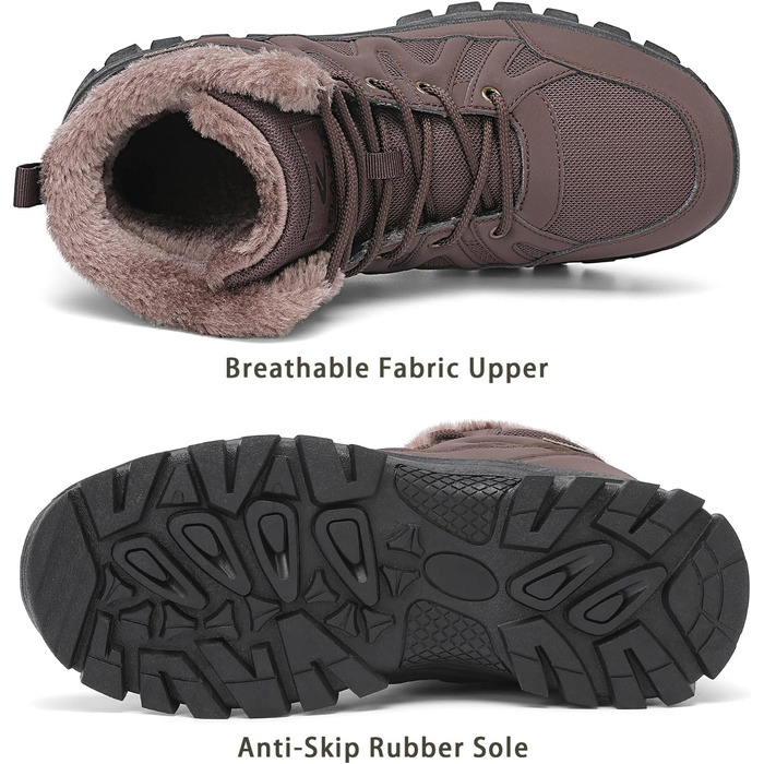 Чоловічі зимові черевики FLARUT: теплі, водонепроникні, для хайкінгу та трекінгу (колір: темно-коричневий, розмір: 39 EU)