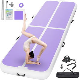 Гімнастичний надувний мат FBSPORT Airtrack 10/20 см, для дому та спортзалу, з насосом і сумкою, для тренувань, йоги, гімнастики, 2-6 м
