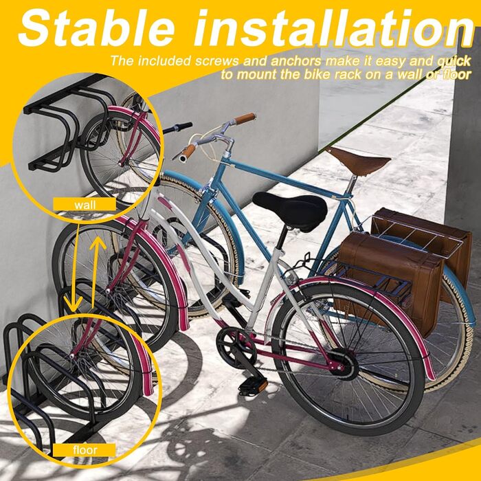 Підставка для велосипедів на 6 велосипедів FIVMEN - стійка для паркування, чорна