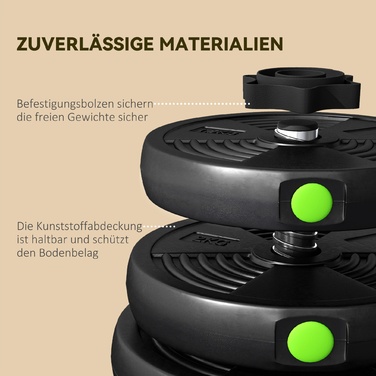 Набір гантелей 2-в-1, довгі та короткі, 30 кг, з неслизьким покриттям, захищає підлогу, чорний/зелений