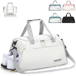 Спортивна сумка для подорожей з відділенням для взуття та вологих речей, водонепроникна дорожня сумка (Перла-білий), 48x23x27 см