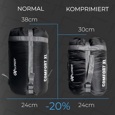 Сплячий мішок EXPLORER® Comfort XL -23°C -5°C, 3-4 сезони, зимовий, для дорослих, 230x85x70 см, чорний