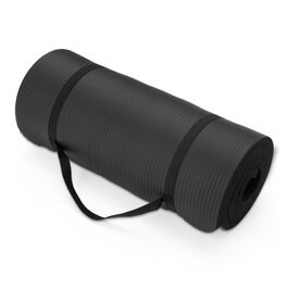 Килимок для йоги та фітнесу Amazon Basics 1 дюйм (Extra Thick) з ремінком для перенесення, чорний