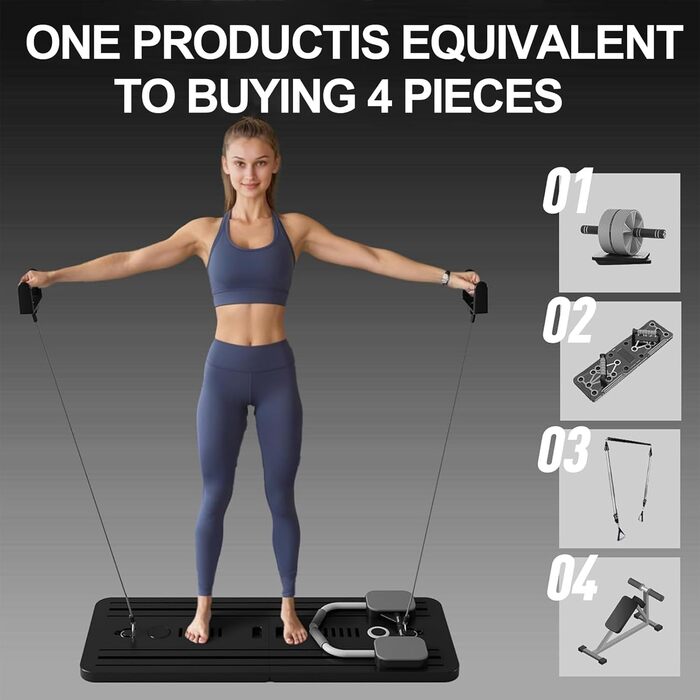 Складаний тренажер Pilates Board 2025 для дому — багатофункціональний реформер, автоматичний відскок, тренування преса, фітнес-обладнання