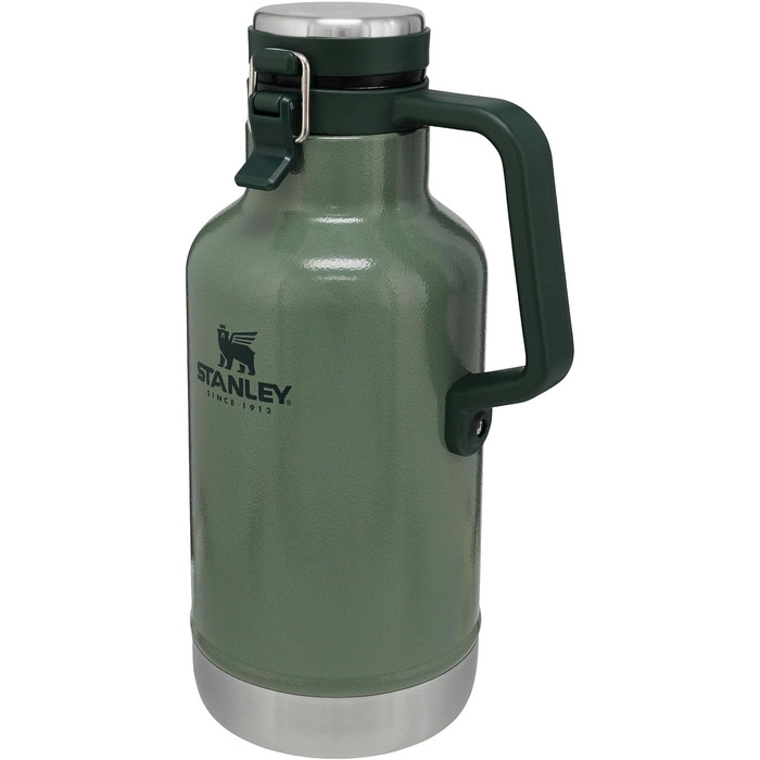 Термос-гроулер Stanley Classic Easy-Pour 1.9 л, нержавіюча сталь, для пива, зручний налив, зберігає холод до 24 годин, герметичний, підходить для миття в посудомийці, зелений Hammertone
