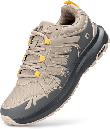 Черевики для хайкінгу FitVille Extra Weit для чоловіків, водонепроникні, трекінгові півчеревики, Outdoor, з підтримкою склепіння стопи, розмір 40-50 (45 EU Weit), світло-коричневий, темно-сірий