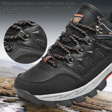 Чоловічі туристичні черевики Leichte Wanderschuhe: зручні, дихаючі, з антиковзким покриттям для хайкінгу та трекінгу (37 EU, Чорний)