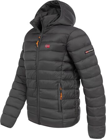 Чоловіча куртка Geographical Norway: тепла, з підкладкою, стеганий дизайн, капюшон, для осені/зими, темно-сірий колір