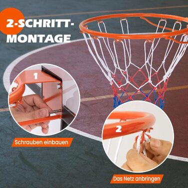 Баскетбольне кільце Gymax Ø 45/37 см з сіткою та кріпленням для вулиці та залу