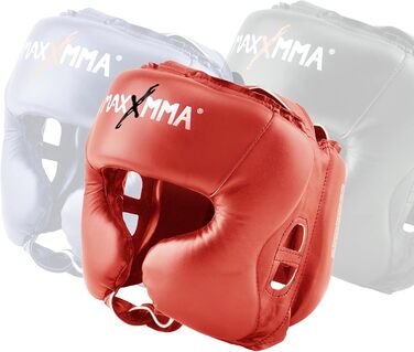 Захист для голови MaxxMMA L/XL для боксу, ММА, кікбоксингу, карате, тхеквондо (червоний)