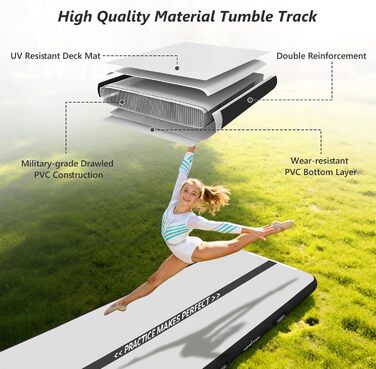 Надувна гімнастична килимок VOFiTNY товщиною 10/20 см, 3/4/5/6 м для дому, парку, води, йоги