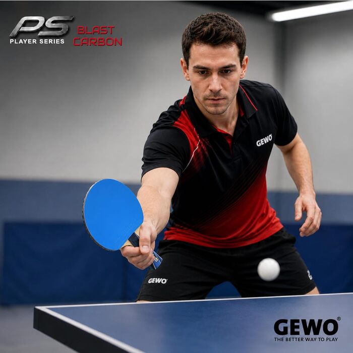 Ракетка для настільного тенісу GEWO PS Blast Carbon ITTF: Професійна карбонова ракетка з гумою GEWO Return Pro, швидка, з високим обертанням, 1.8 мм губка