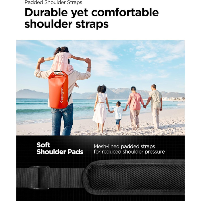 Водонепроникний мішок Spigen Aqua Shield 30L: Сумка, рюкзак для пляжу, плавання, кемпінгу, риболовлі, каякінгу (Sunset Orange)