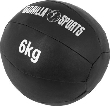 Медичний м'яч GORILLA SPORTS® - 1-10 кг, шкіряний, чорний. Тренувальний, фітнес, вантажний м'яч, Slam Ball. Одиночні/Набори