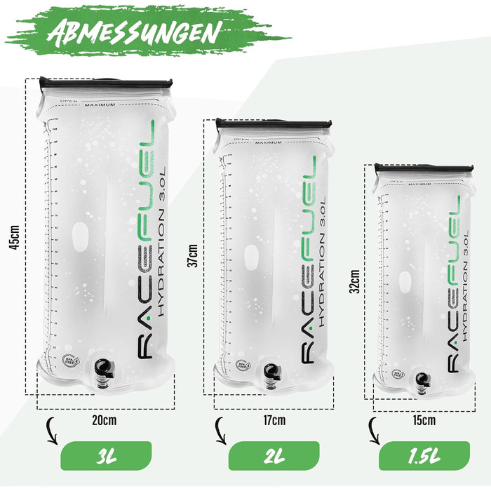 Питна система RaceFuel 1,5 л з трубкою для спорту і туризму, легка гідраторна ємність BPA Free для рюкзака, тримісний резервуар для води