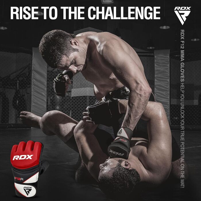 RDX рукавички з Maya-штучної шкіри для MMA, UFC, бойових мистецтв, спарингу, тренувань, греплінгу, розмір M, червоні