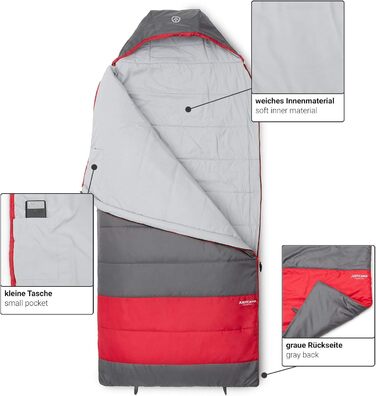 Сплячий мішок Justcamp Melvin XXL 4 сезони для дорослих, сірий