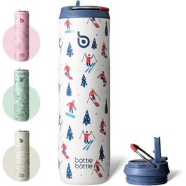 Термос пляшка BOTTLE BOTTLE 680 мл з трубочкою, кришкою та ручкою для спорту, подорожей, фітнесу, нержавіюча сталь, двошарова, герметична (для лижного спорту)