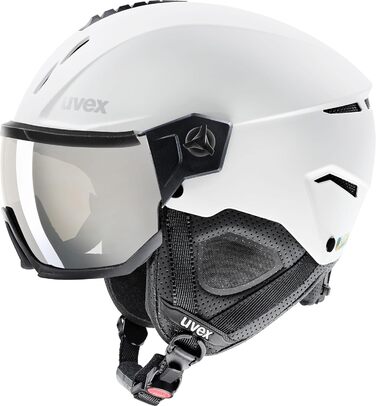 Гірськолижний шолом uvex Instinct Visor з візором, для жінок та чоловіків, регулювання розміру, біло-чорний матовий, 59-61 см