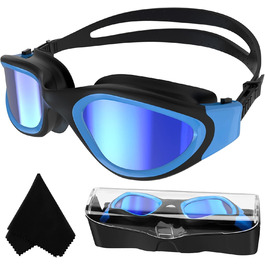 Окуляри для плавання Winline Polarized/Non-Polarized для дорослих та підлітків, антизапітніння, захист від УФ, водонепроникні, чіткий огляд, легке регулювання, м'які носові упори, для чоловіків та жінок, Blue&Black/Blue Polarized Mirrored Lens