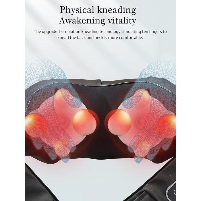 Масажер для шиї Careboda з підігрівом, 3 швидкості, електричний Shiatsu масажер для зняття болю в шиї та плечей. Ідеальний подарунок для водіїв та офісних працівників, чорний