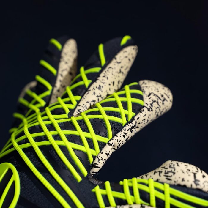 Воротарські рукавички Uhlsport Prediction Supergrip+ Finger Surround для дітей та дорослих, розмір 7, сині/білі/флуо-жовті, футбольні