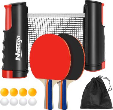 Набір для настільного тенісу Profi: 2 ракетки, сітка, 8 м'ячів, сумка. Підходить для гри в приміщенні та на вулиці. Чорний колір
