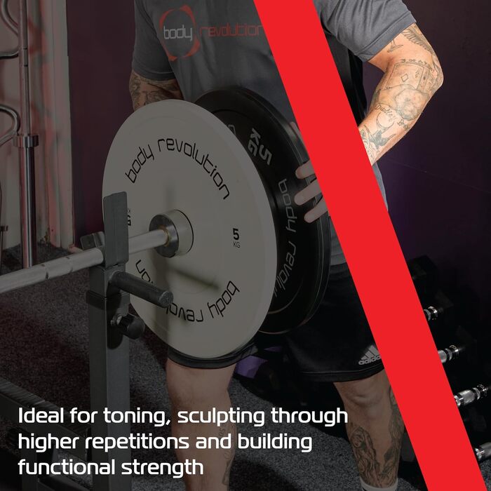 Олімпійські диски для штанги Body Revolution, 5–25 кг, гумові, для пауерліфтингу і бодібілдингу, тренувань вдома