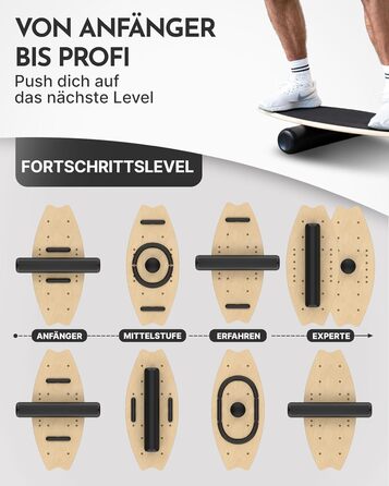 Балансборд NEOLYMP Holz – тренажер для балансу для дорослих та дітей – антиковзаюча поверхня, до 210 кг, 7 рівнів складності, магнітна настройка, чорний