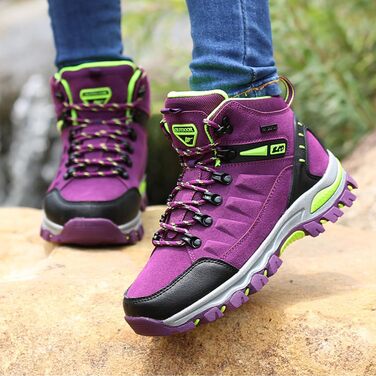 Трекінгові черевики для жінок та чоловіків: зручні, легкі, з неслизькою підошвою. Ідеальні для хайкінгу та активного відпочинку. Розмір 3.5 UK, фіолетовий колір.
