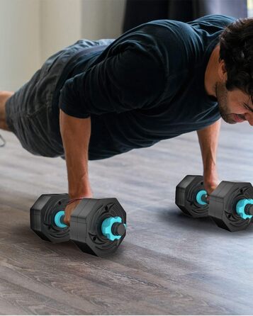 Набір гантелей ARUNDO Kurzhantel-Set 20 кг, 2-в-1: гантелі та штанга. Фітнес-набір для дому, обладнання для силових тренувань, неслизьке, регульоване гантельне обладнання. Оселедець гантелі 9 кг.