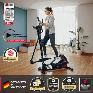 Еліптичний тренажер Sportstech CX608 для дому: тихий, з 8 рівнями опору, LCD-дисплеєм та Bluetooth