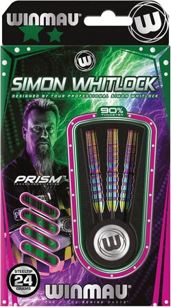 Дротики WINMAU Simon Whitlock Urban World Cup 24 г, професійні, сталевий наконечник, вольфрам, з крилами та стрижнями (хвилясті)