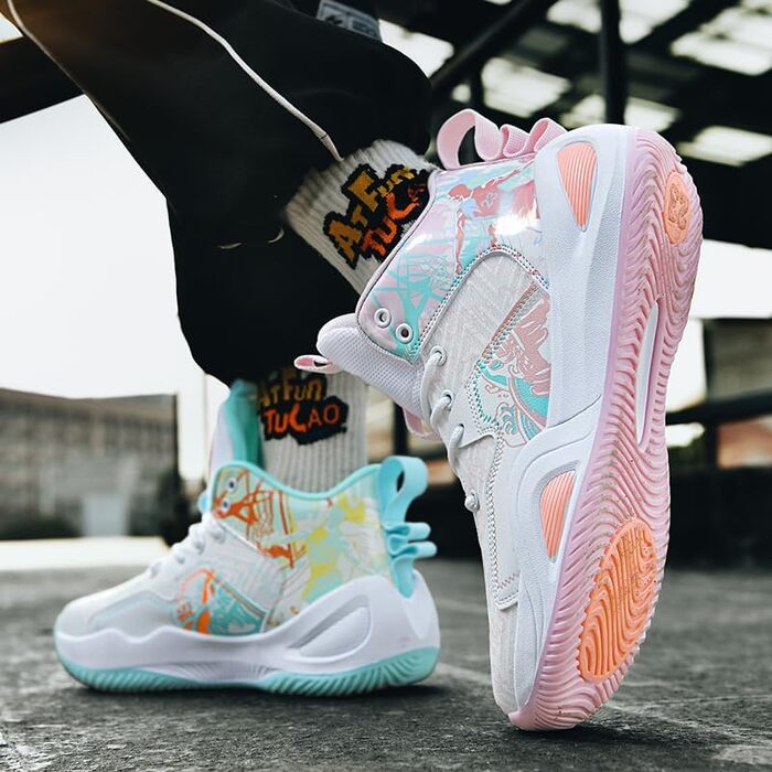 Кросівки для баскетболу та волейболу, дихаючі, зручні, з антиковзаючою підошвою, для жінок та чоловіків, розмір 39.5/41 EU, зелено-рожеві